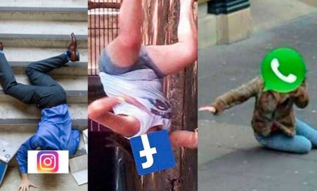 Los memes que han creado con la caída de las redes sociales 2 Los memes que han creado con la caída de las redes sociales Este lunes la caída de varias redes sociales, entre ellas Facebook, WhatsApp e Instagram, sorprendió a los internautas en todo el mundo. La situación que lleva más de seis horas, ha generado todo tipo de memes que circulan en Twitter, plataforma que a pesar de estar presentando algunos inconvenientes en algunos países, por fortuna para los cibernautas todavía funciona.