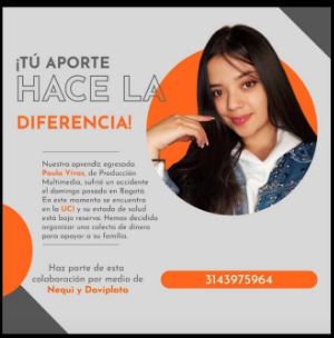 El drama de Paula tras sufrir grave accidente de tránsito En delicado estado de salud se encuentra la joven Paula Andrea Pinilla Vivas, de tan solo 23 años, tras un grave accidente de tránsito que se presentó durante la noche del domingo en el sector de Abastos por cuenta de un conductor del SITP, que la embistió a ella y a un amigo cuando se movilizaban en una motocicleta.