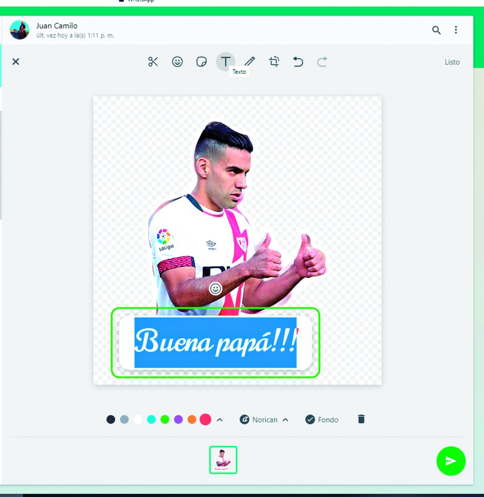 Haga sus ‘stickers’ en WhatsApp 5 Haga sus ‘stickers’ en WhatsApp Una de las características que tiene la aplicación de mensajería WhatsApp es que, aparte de mensajes, los usuarios pueden comunicarse a través de ‘stickers’: imágenes que, solo con verlas, pueden reemplazar una frase.