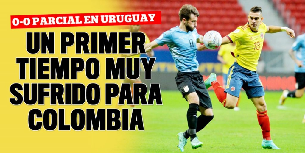 ¡Qué paridera! Colombia cerró el primer tiempo con empate Un primer tiempo muy sufrido acaba de cerrar la Selección Colombia frente a Uruguay en el Estadio Gran Parque Central de Montevideo, donde el equipo 'Tricolor' fue víctima de los constantes ataques de la 'Celeste', pero por fortuna se sacó el arco en ceros gracias al portero David Ospina y a la mala puntería del rival.