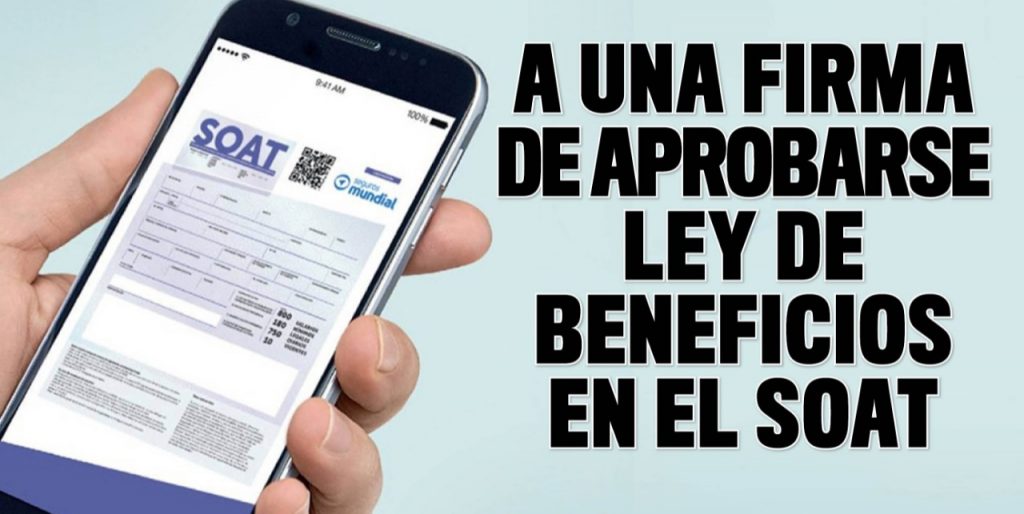 Para beneficios en el SOAT solo falta la sanción presidencial Tras lograr su aprobación en la conciliación en las plenarias del Senado y la Cámara, la ley que define beneficios en el Seguro Obligatorio de Accidentes de Transito (SOAT), pasó a la sanción del presidente de la República, Iván Duque.