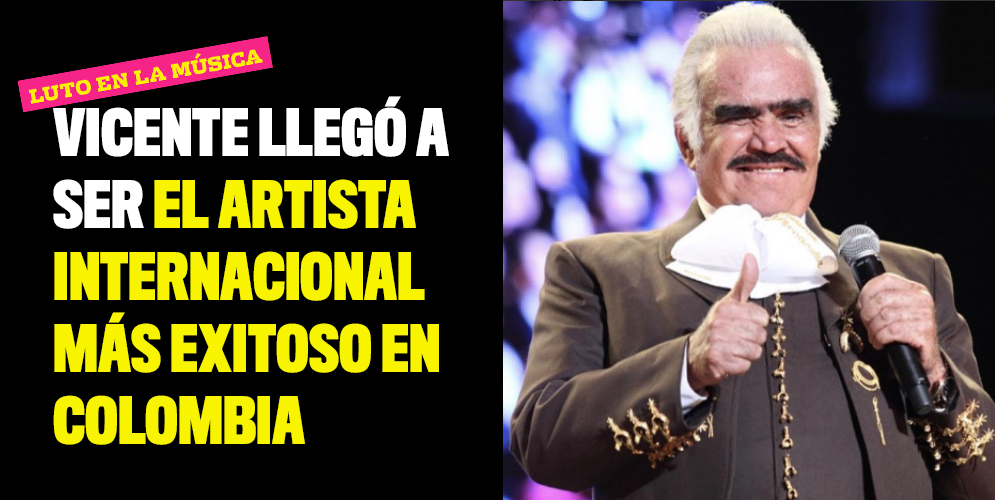 Vicente llegó a ser el artista internacional más exitoso en Colombia El 17 de febrero de 2009, Vicente Fernández dio uno de sus últimos conciertos en Colombia. Fue en el Parque Jaime Duque, ubicado en el municipio de Tocancipá, Cundinamarca, a una hora de Bogotá, en donde a pesar del frío más de 25 mil personas llegaron a verlo. Para ese momento, el precio de una boleta iba desde 120 mil pesos hasta palcos de doce millones de pesos.