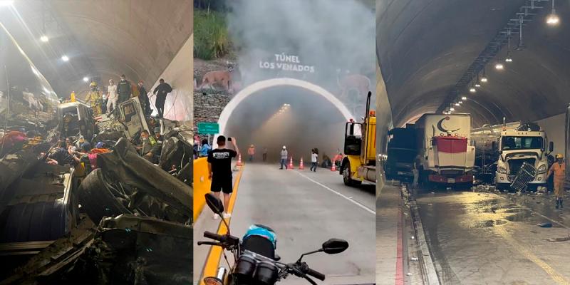 A 7 muertos y 33 heridos suben cifras de víctimas en accidente en La Línea A través de redes sociales se ha reportado por medio de videos e imágenes un grave accidente de tránsito en el túnel Los Venados, vía La Línea, donde una tractomula que ingresaba se quedó aparentemente sin frenos, causando un choque múltiple entre varios vehículos.&nbsp;