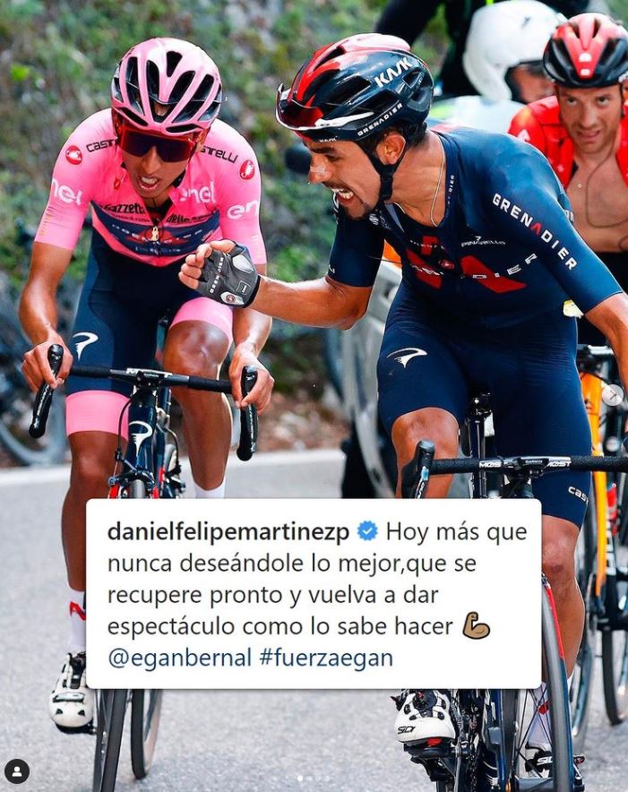 Los capos del ciclismo mundial envían mensajes de apoyo a Egan 3 Los capos del ciclismo mundial envían mensajes de apoyo a Egan El grave accidente sufrido el lunes por el ciclista Egan Bernal mientras se entrenaba en Colombia ha provocado una ola de mensajes de apoyo y ánimos de la mayoría de rivales y de las estrellas del pelotón internacional.