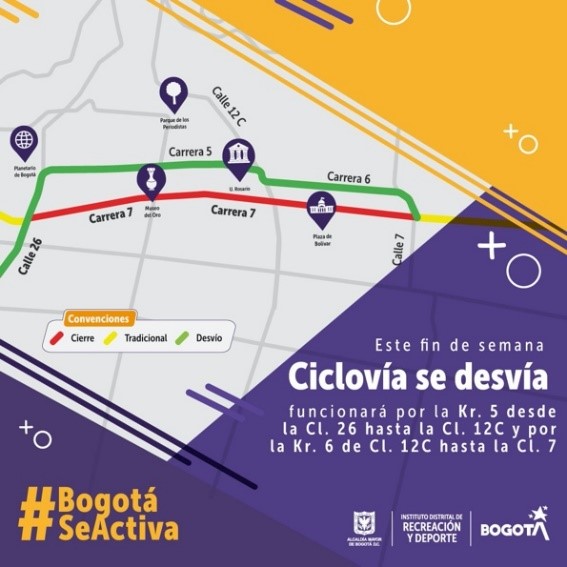 Así funcionarán los horarios de ciclovía para este domingo y lunes festivo 1 Así funcionarán los horarios de ciclovía para este domingo y lunes festivo Si su deporte aficionado para los fines de semana es la ciclovía, acá les contaremos los horarios y el funcionamiento para el día 9 y 10 de enero.
