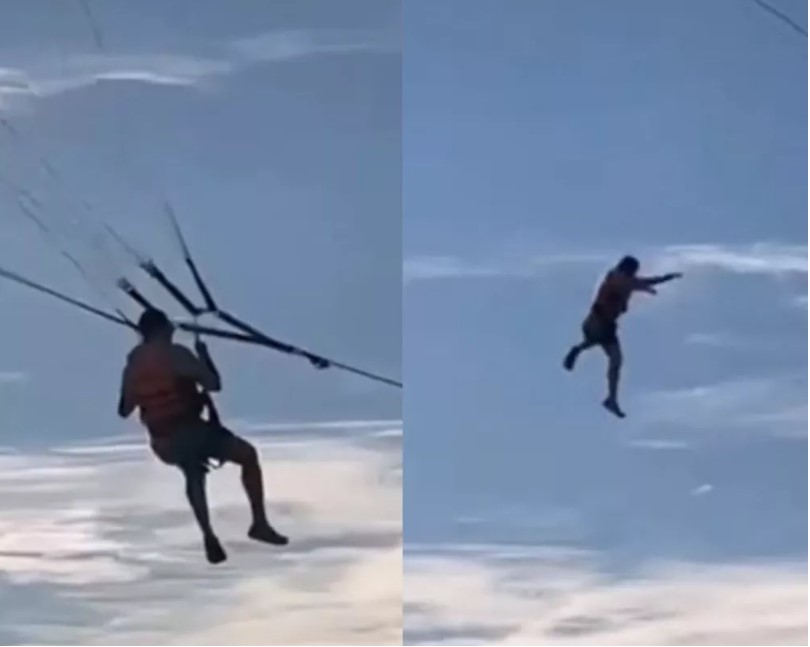 Turista cae de parapente y sufre múltiples fracturas 10 Turista cae de parapente y sufre múltiples fracturas Las vacaciones de un turista en la playa Las Gaviotas, en Mazatlán (México), se convirtieron en un completo calvario. Resulta que el sujeto se subió a un parapente y cuando estaba a una altura de 5 metros, el arnés se reventó y cayó al vacío.