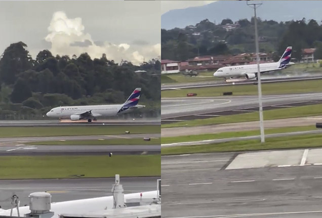 EN VIDEO: Tremendo susto de pasajeros en medio de aterrizaje de emergencia Según la Aeronáutica Civil “a las 15:12 de hoy martes 29 de marzo un avión A-320 de la empresa Latam con matrícula CC – BAS que cubría la ruta Medellín – Cartagena tuvo que regresar al aeropuerto José María Córdova de Rionegro y realizar un aterrizaje de emergencia”.