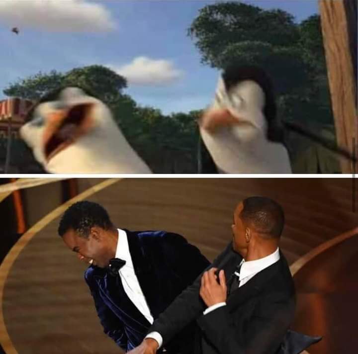 Los memes que dejó la cachetada de Will Smith a Chris Rock 4 Los memes que dejó la cachetada de Will Smith a Chris Rock Un momento épico y muy incómodo se vivió en la edición número 94 de los Premios Óscar, cuando Will Smith golpeó al comediante Chris Rock, luego de que hizo una broma sobre su esposa.