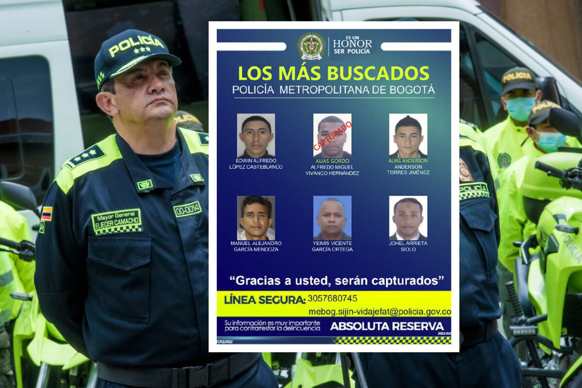 Este es el cartel de los homicidas más buscados de Bogotá Hace pocos minutos, en medio de un Consejo de Seguridad liderado por la alcaldesa Claudia López, en conjunto con autoridades del Distrito y de la Policía Metropolitana de Bogotá, se hicieron públicos los carteles de los homicidas y los ladrones más buscados de la ciudad.