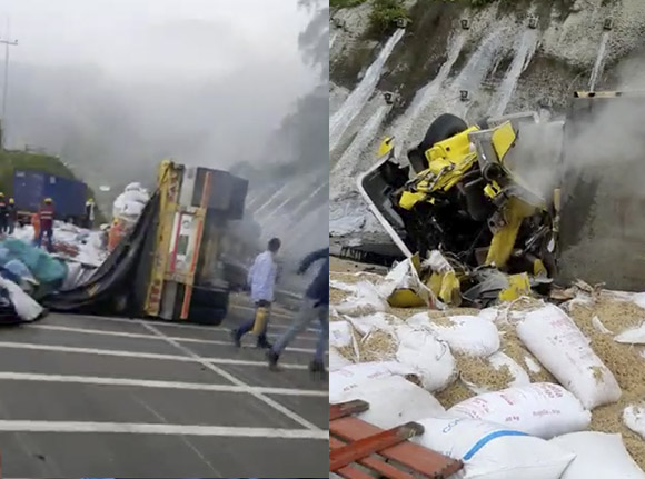 EN VIDEO: Tremendo accidente entre tractomulas deja un muerto En la mañana de este jueves se registró un fatal accidente de tránsito en una de las principales vías del país. El hecho ocurrió en el Alto de la Línea, donde tres tractomulas se estrellaron y uno de los conductores falleció.