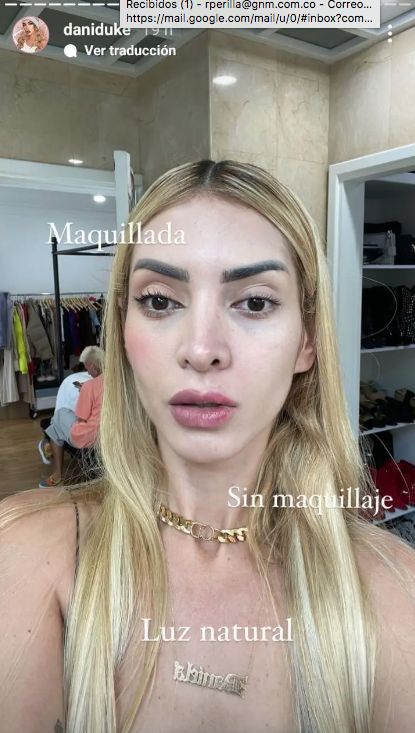 Dani Duke mostró cómo se ve sin maquillaje y sin filtro, le dicen que se ve vieja 2 Dani Duke mostró cómo se ve sin maquillaje y sin filtro, le dicen que se ve vieja La influencer Dani Duke sorprendió en las redes sociales con unas fotos donde aparece sin maquillaje y sin filtro. Las fotografías generaron todo tipo de reacciones.