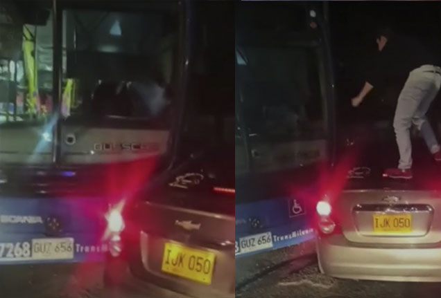 En medio de discusión, conductor de SITP se le fue encima a un carro particular 1 En medio de discusión, conductor de SITP se le fue encima a un carro particular Un nuevo hecho de intolerancia se presentó en la localidad de Suba, donde, en medio de una discusión, el conductor de un bus del SITP decidió a propósito chocar a un carro particular que no le daba paso.