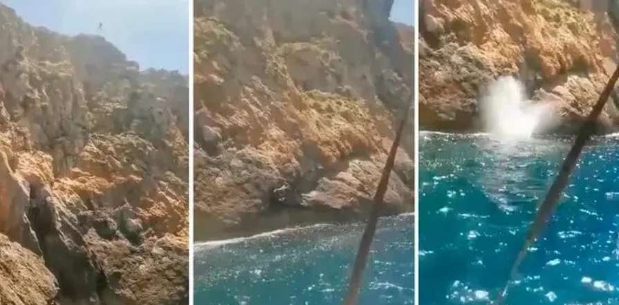 En video: hombre murió al saltar de un acantilado 1 En video: hombre murió al saltar de un acantilado Un hombre holandés que se encontraba de vacaciones murió cuando saltó de un acantilado y se estrelló contra las piedras.