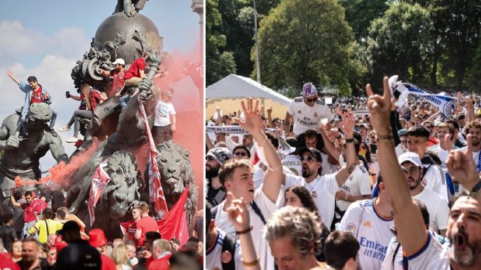 EN VIDEOS: Así de vive el ambiente previo a la final de la Champions Sonrisas, cervezas y mucha esperanza puesta en sus partidos para la final de la Liga de Campeones este sábado en París (2:00 p.m., hora colombiana), donde se enfrentan el Liverpool y el Real Madrid.