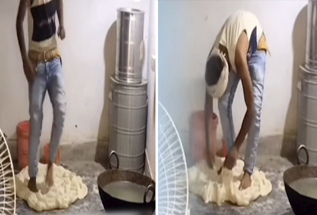 EN VIDEO: Vendedor de empanadas prepara la masa con sus pies En un video que se ha hecho viral en las redes sociales, y que se subió inicialmente a Tik Tok, se puede ver a un vendedor ambulante de empanadas que amasa la masa para sus empanadas con los pies.