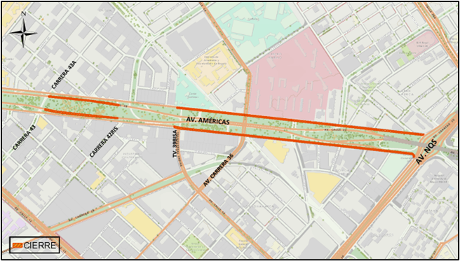 Pilas con los cierres viales que arrancan hoy en Bogotá 1 Pilas con los cierres viales que arrancan hoy en Bogotá Con el fin de adelantar las actividades de mantenimiento periódico y rutinario de la vía, la Secretaría Distrital de Movilidad realizará durante los fines de semana del mes de mayo cierres por carriles en los dos sentidos de la av. Las Américas entre la av. NQS y la carrera 43A.