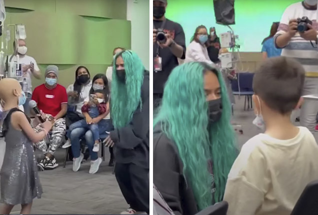 El tierno gesto de Karol G con niños de un hospital pediátrico en Bogotá 1 El tierno gesto de Karol G con niños de un hospital pediátrico en Bogotá La cantante paisa Karol G, en su paso por Bogotá, aprovechó para hacerles un pequeño concierto a los niños con cáncer que se encuentran en el hospital pediátrico HOMI.