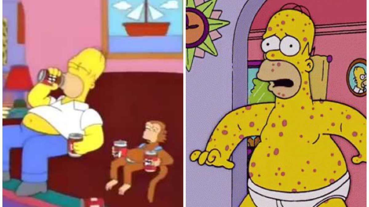 ¿'Los Simpsons' predicen la viruela del mono? 1 ¿'Los Simpsons' predicen la viruela del mono? Los fanáticos de la serie animada aseguraron en internet que, una vez más, ‘Los Simpsons’ le habían atinado a una predicción. Se trata de la viruela del mono que supuestamente apareció en uno de los capítulos. No obstante, algunas personas desmintieron la información asegurando que estas imágenes no corresponden al mismo capítulo. El primero salió en 1998 y el segundo en 2005.