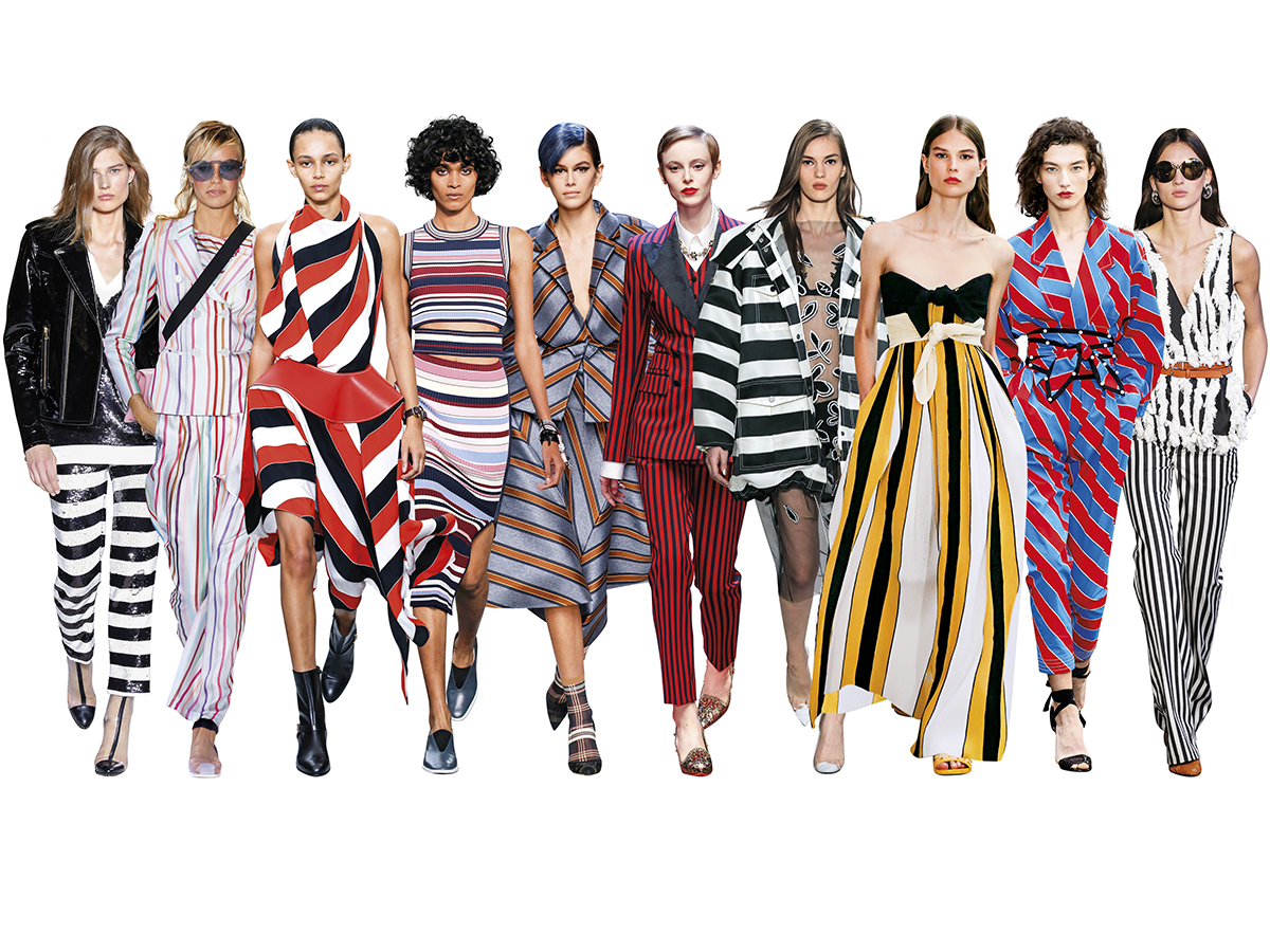 Las rayas multicolor están mandando la parada en moda femenina Que estén de moda las rayas verticales es una gran venta, pues este tipo de estampado hace que su figura se vea estilizada y hasta logre lucir más delgada, así que, buena por esa. Por estos días este tipo de estampado manda la parada en cuestión de moda.