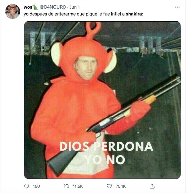 Los memes que deja la supuesta infidelidad de Piqué 7 Los memes que deja la supuesta infidelidad de Piqué Tras haberse conocido los rumores sobre la supuesta infidelidad de Piqué y de la presunta separación entre Shakira y él, las redes sociales estallaron con comentarios y memes, tanto así que la barranquillera ha sido tendencia.