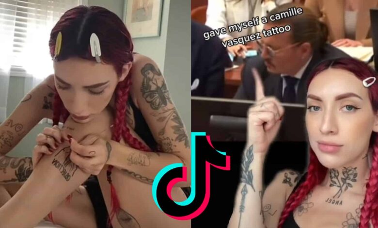 Fan se tatuó a la abogada de Johnny Depp en su pierna En TikTok, una joven se volvió viral luego de mostrar que se tatuó el rostro de la abogada del actor Johnny Depp, Camille Vasquez, en una de sus piernas.