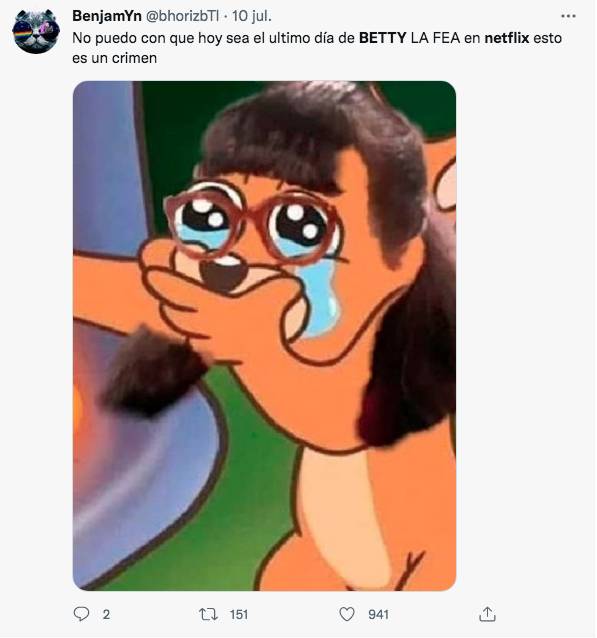 Los memes que deja la salida de 'Yo soy Betty, la fea' de Netflix 2 Los memes que deja la salida de 'Yo soy Betty, la fea' de Netflix 'Yo soy Betty la fea' es sin duda una de las telenovelas colombianas más famosas de la historia en nuestro país. Esta producción de RCN ha sido traducida a 25 idiomas y ha llegado a 180 países.