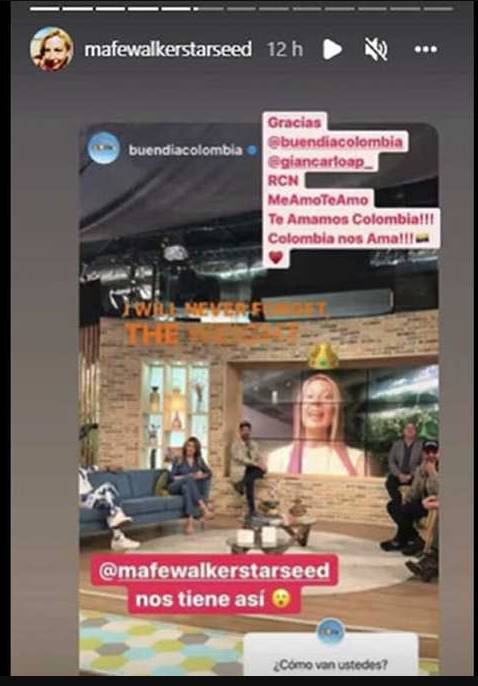 El mensaje de Mafe Walker al programa que se burló de ella La colombiana que dice hablar con alienígenas, Mafe Walker, se ha convertido en toda una celebridad. Ya son varios los medios de comunicación que la han entrevistado, entre ellos 'Buen Día Colombia', un programa que se trasmite por RCN.
