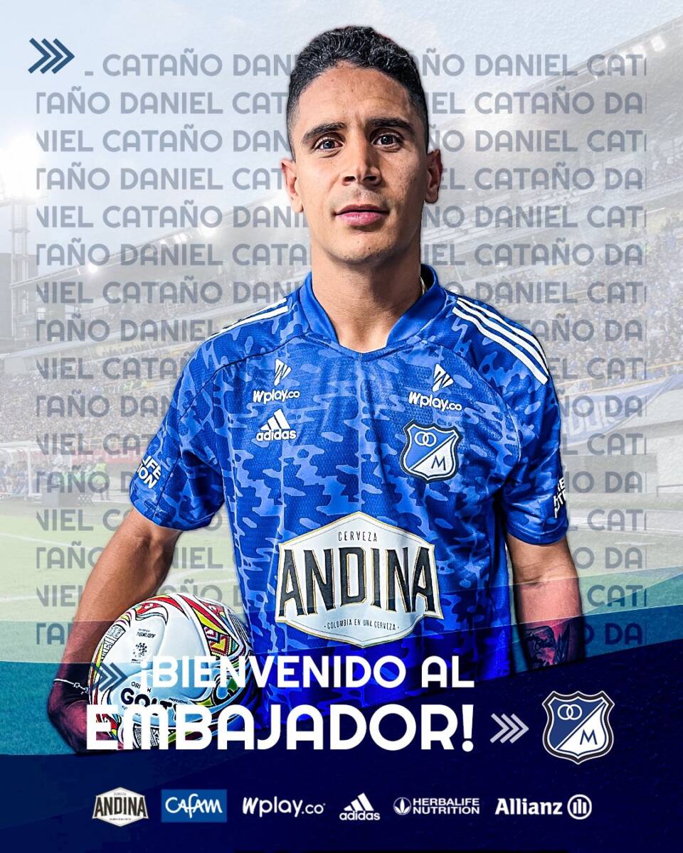 Millos tiene nuevo calidoso: Daniel Cataño 2 Millos tiene nuevo calidoso: Daniel Cataño Tras varios días de rumores, finalmente Millonarios hizo oficial la llegada de Daniel Cataño. Este talentoso mediocampista antioqueño, de 30 años, llega al cuadro 'Embajador' procedente del Tolima, equipo con el que jugó entre 2018 y 2022, ganó una Liga y una Superliga.