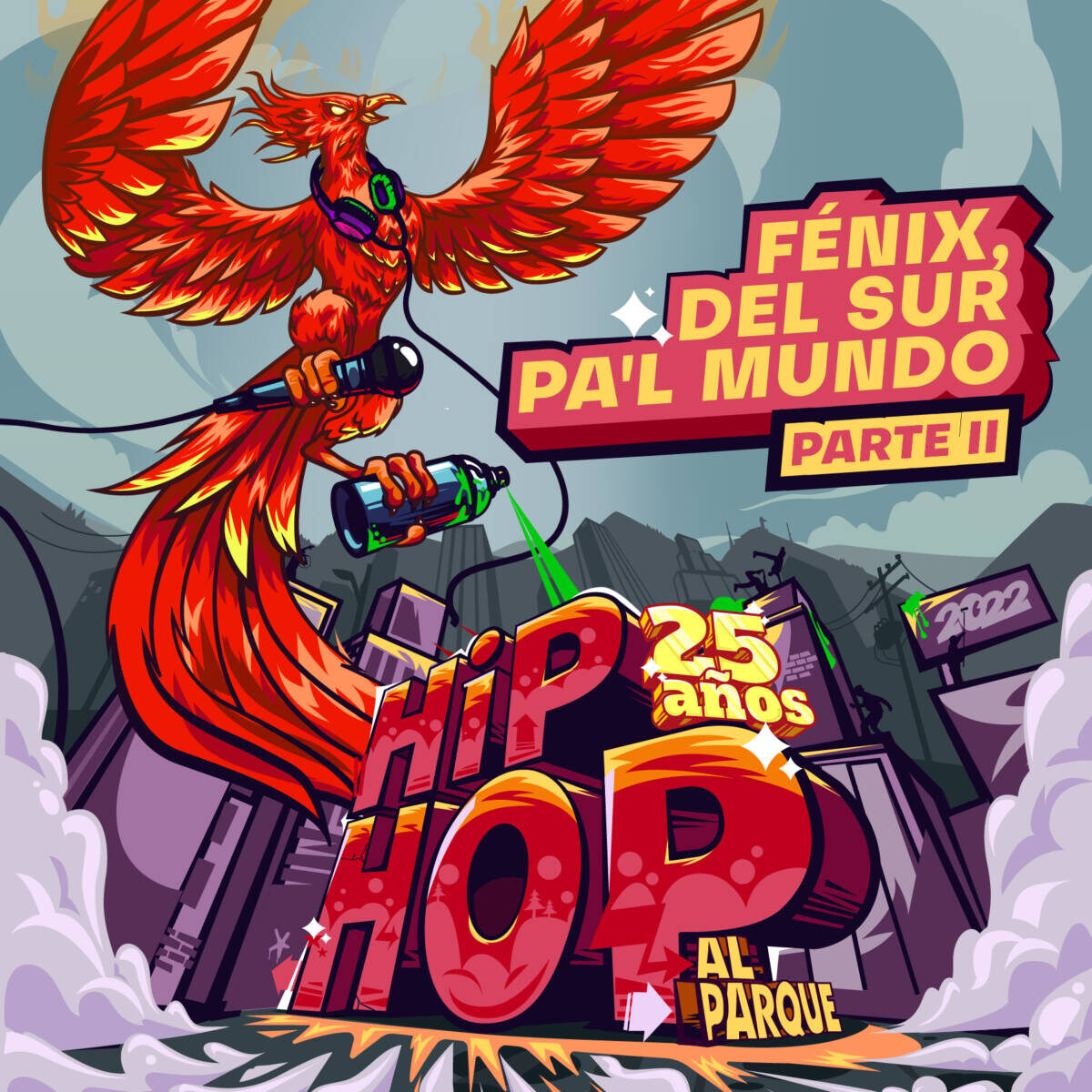 Así Hip Hop al Parque celebra sus 25 años 2 Así Hip Hop al Parque celebra sus 25 años 'Fénix, del sur pa'l mundo' es el nombre del disco que, a lo largo del segundo semestre de 2022, dará continuidad a la celebración de los 25 años de Hip Hop al Parque, el Festival al Parque del Instituto Distrital de las Artes que reunió a más de 120.000 personas en el Parque Metropolitano Simón Bolívar a inicios del pasado mes de julio.