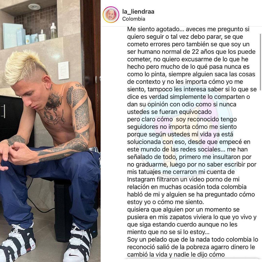 Tremenda desahogada de ‘La Liendra’ porque se siente atacado 1 Tremenda desahogada de ‘La Liendra’ porque se siente atacado Luego que se diera a conocer el video donde ‘La Liendra’ y Dani Duque le juegan una broma pesada a su amigo Daiky, y en el que se ve al influencer expresarle unas palabras humillantes por no tener dinero, ‘La Liendra’ decidió pronunciarse, para aclarar un poco la situación y expresar su tristeza y agotamiento.