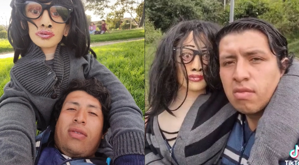 ¡Qué locura! Hombre muestra a su novia e hijos de papel maché En las últimas semanas se ha hecho viral el perfil de un hombre de 49 años en TikTok porque tiene como pareja una "mujer" de papel maché, con quien vive y tiene dos hijos, ambos muñecos.