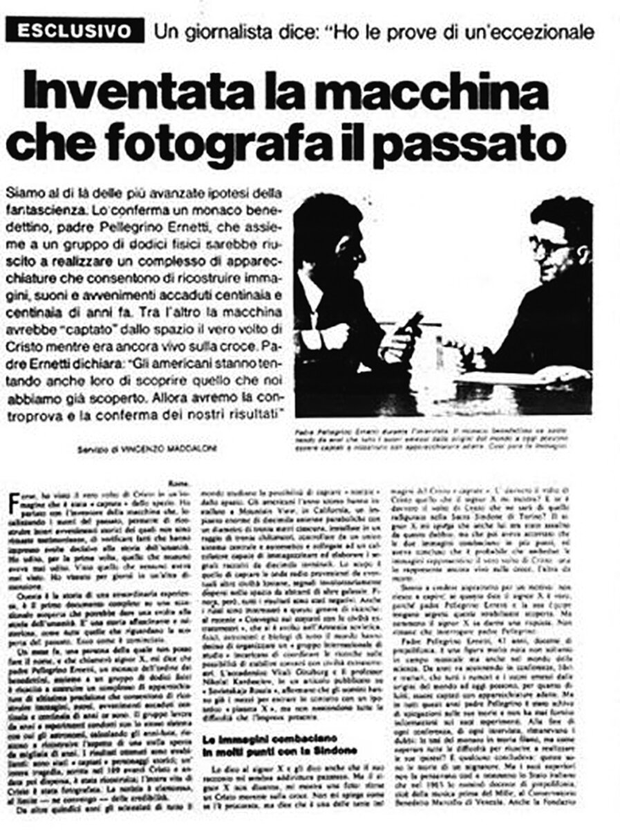 ¿El Vaticano esconde máquina del tiempo? El Vaticano es considerado como el recinto más importante y sagrado para la Iglesia Católica, el cual guarda miles de secretos de todos los tiempos; pero hay uno que llama especialmente la atención de los conspiradores y es el cronovisor, un dispositivo que supuestamente fue creado por el sacerdote italiano Pellegrino Ernetti.