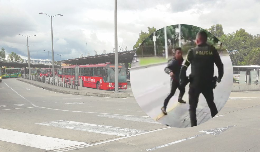 ¿Abuso policial? Uniformado se fue a golpes con vendedor en TransMilenio En redes sociales se hizo viral un video en el que se ve a un uniformado agrediendo a un vendedor ambulante en el portal 80, todo inició por un decomiso de mercancía.