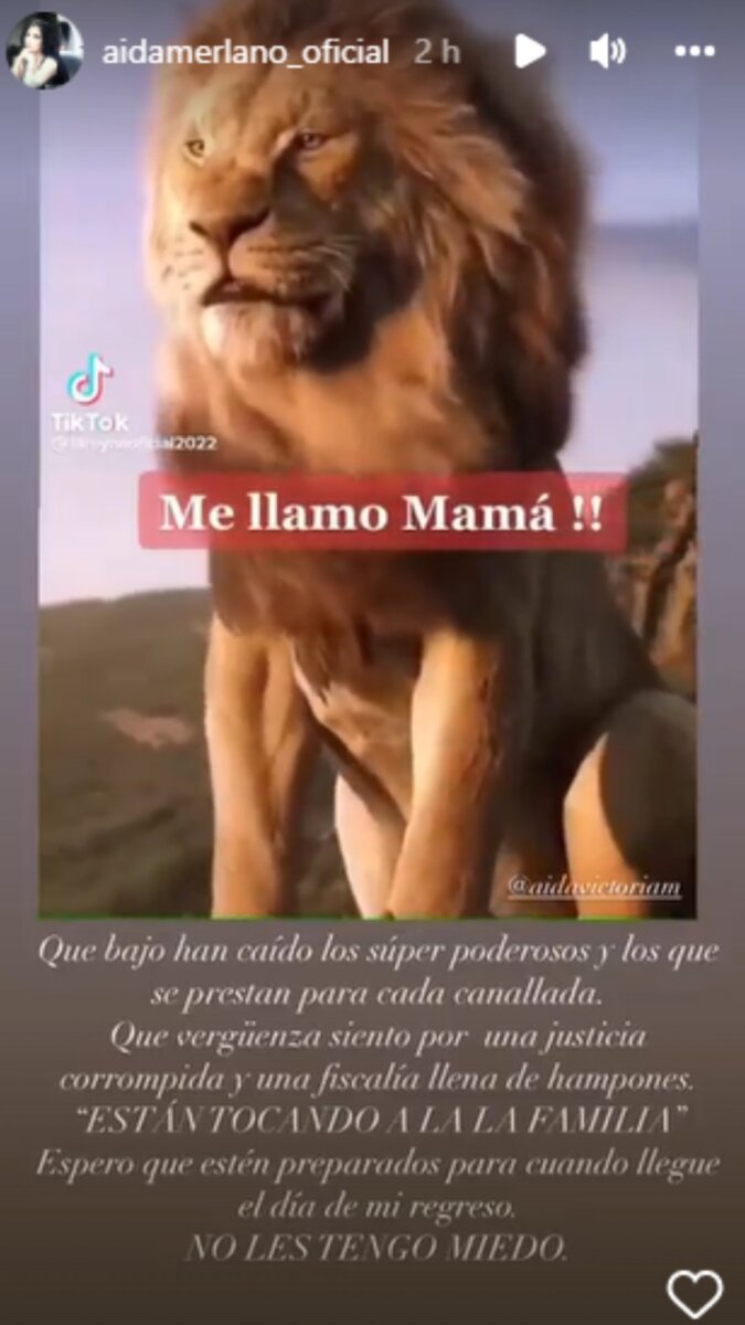 "No les tengo miedo", Aída Merlano sobre la condena de su hija 1 "No les tengo miedo", Aída Merlano sobre la condena de su hija Este martes 13 de septiembre se llevó a cabo la audiencia de condena contra la creadora de contenido Aída Victoria Merlano por haber participado en la fuga de su mamá, la excongresista Aída Merlano.