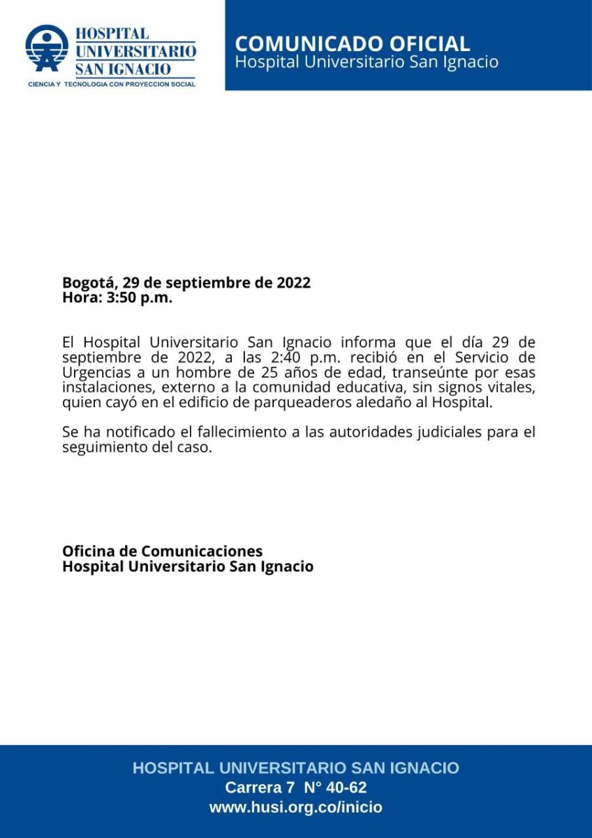 Última hora: macabra muerte en la Javeriana 2 Última hora: macabra muerte en la Javeriana Un joven de tan solo 25 años se cayó del edificio de parqueaderos de la Universidad Javeriana la tarde de este jueves, lo que le ocasionó la muerte de manera inmediata.