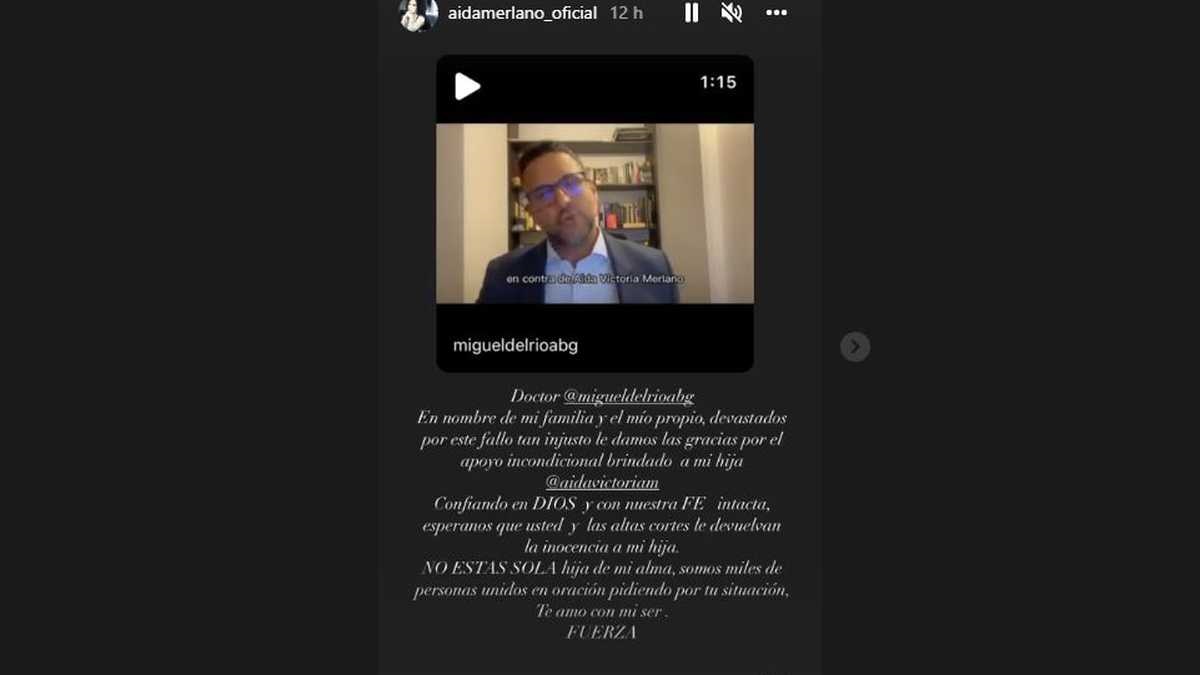 El emotivo mensaje de Aída Merlao a su hija tras su condena 3 El emotivo mensaje de Aída Merlao a su hija tras su condena Tras conocerse que la influencer Aída Victoria Merlano fue condenada este martes por haber participado en el escape de su mamá, la excongresista Aida Merlano Rebolledo, el 1 de octubre de 2019, su progenitora se pronunció.