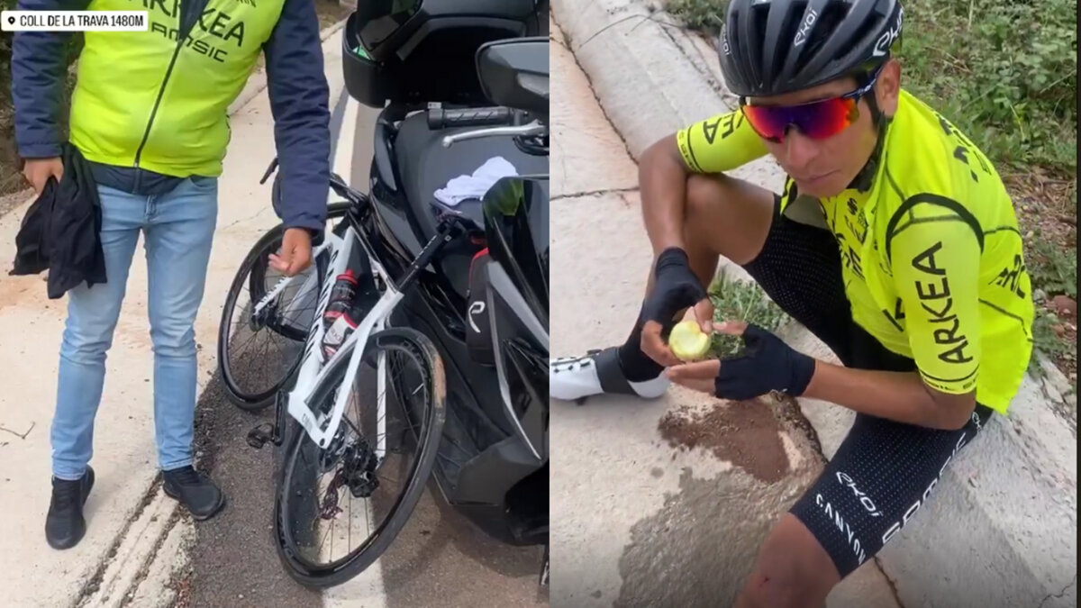 El porrazo que se dio Nairo por una manzana 3 El porrazo que se dio Nairo por una manzana Cada vez que Nairo Quintana se sube a la bicicleta vive anécdotas inolvidables como la que vivió ayer en una carretera de España. Y es que, mientras entrenaba junto con su hermano y compañero de equipo, Dáyer, el corredor boyacense sufrió una caída de la manera más insólita, por una manzana.