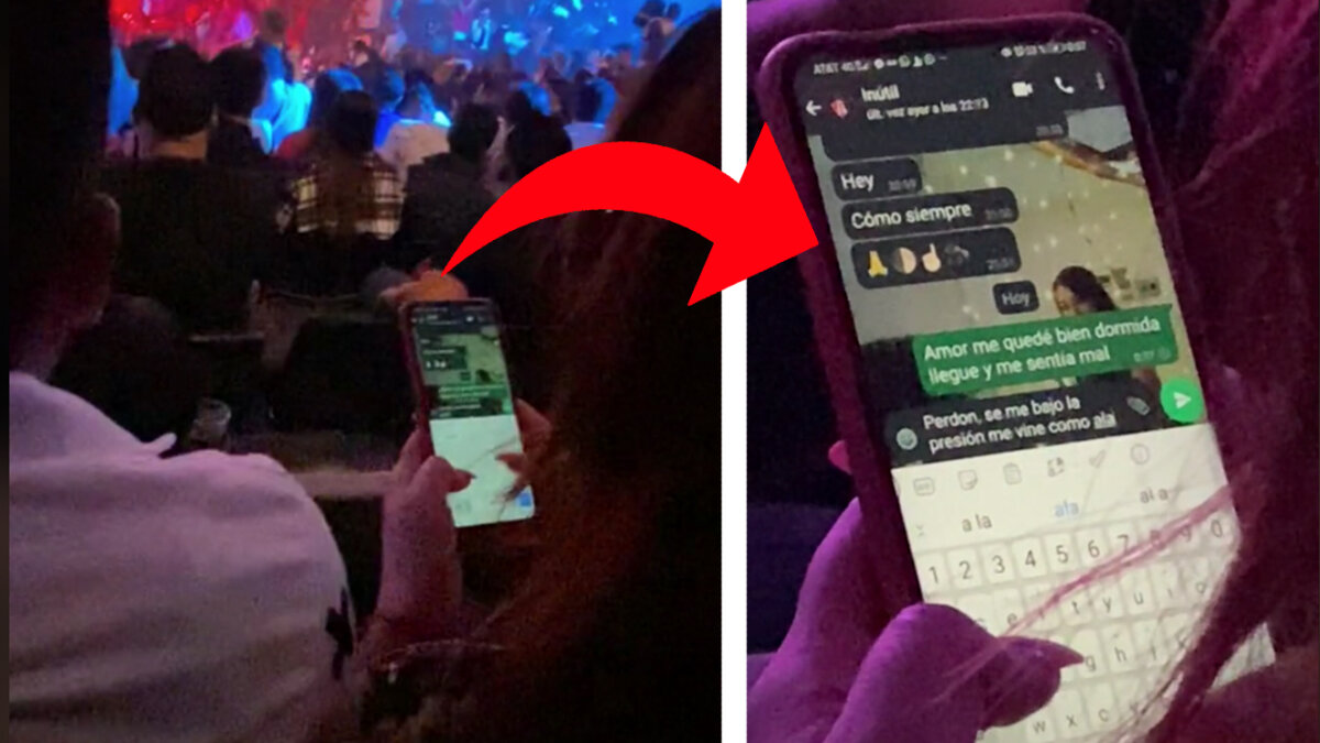 Infiel a la vista: captan a mujer mintiéndole a su novio en pleno concierto "Inútil", así tenía guardado una mujer a su novio, a quien le estaba mintiendo para que no la pillara siéndole infiel ¡Que descaro!