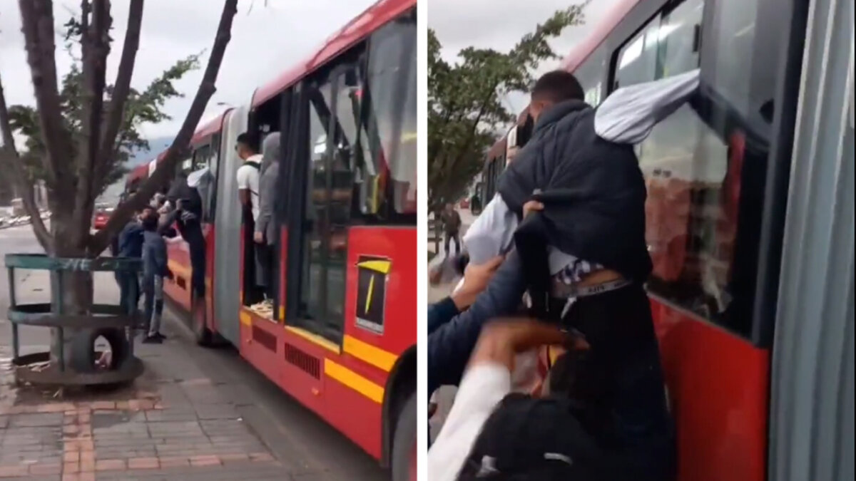 Tremenda atendida a 'rata' que iba a robar en TM El pillo se llevó tremenda paloterapia tras su fallido intento de robo. El hombre aprovechó que el articulado se detuvo para montarse en una de las llantas y meter la mano por la venta, pero quedó atrapado y los usuarios del transporte cansados de la delincuencia se bajaron a cascarlo a punta de puños y patadas.