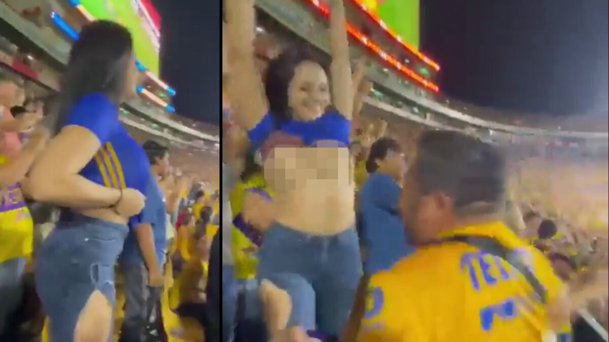 Vetaron a mujer que mostró sus senos en pleno partido Tanto ha sido el revuelo que ha dado la grabación, en la que se observa a la hincha levantarse la camiseta azul y mostrar sus senos sin ningún tipo de pudor, que la mujer salió a hablar en sus redes sociales y contó que la vetaron.