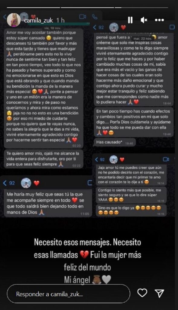 Los amorosos mensajes que compartió la novia de Andrés Balanta tras su fallecimiento Después del trágico fallecimiento del futbolista colombiano Andrés Balanta en tierras argentinas su pareja, Camila Zuk, hizo públicos varios mensajes donde la joven promesa del fútbol colombiano, de 22 años, manifestaba el gran amor por su novia.