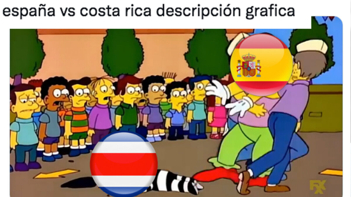 Los memes de la paliza monumental de España a Costa Rica 9 Los memes de la paliza monumental de España a Costa Rica Hace pocos minutos terminó el partido de España vs Costa Rica y el marcador pasará a la historia, pues la 'Furia Roja' goleó 7-0 a los 'Ticos', dejando un sinsabor entre los costarricenses.