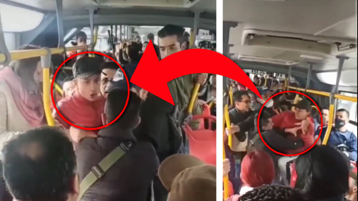Brutal pelea en TM: pasajero sacó un cuchillo en pleno bus La violencia está cada día peor, en especial en los articulados y estaciones de TransMilenio. Este martes se conoció un nuevo caso de intolerancia dentro de un articulado, en donde un pasajero intenta agredir a otro con un arma blanca delante de varios usuarios.
