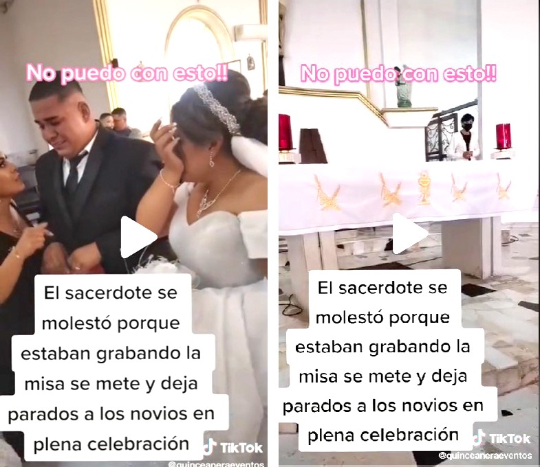¡Insólito! Cura se salió de misa de matrimonio porque lo estaban grabando 10 ¡Insólito! Cura se salió de misa de matrimonio porque lo estaban grabando La extraña reacción del cura se dio en una capilla de México, y el video de su reacción se volvió viral como era de esperarse, pues ya sabemos que las redes sociales son el lugar perfecto para que este tipo de videos curiosos tengan su lugar y lleguen a millones de personas en el mundo.