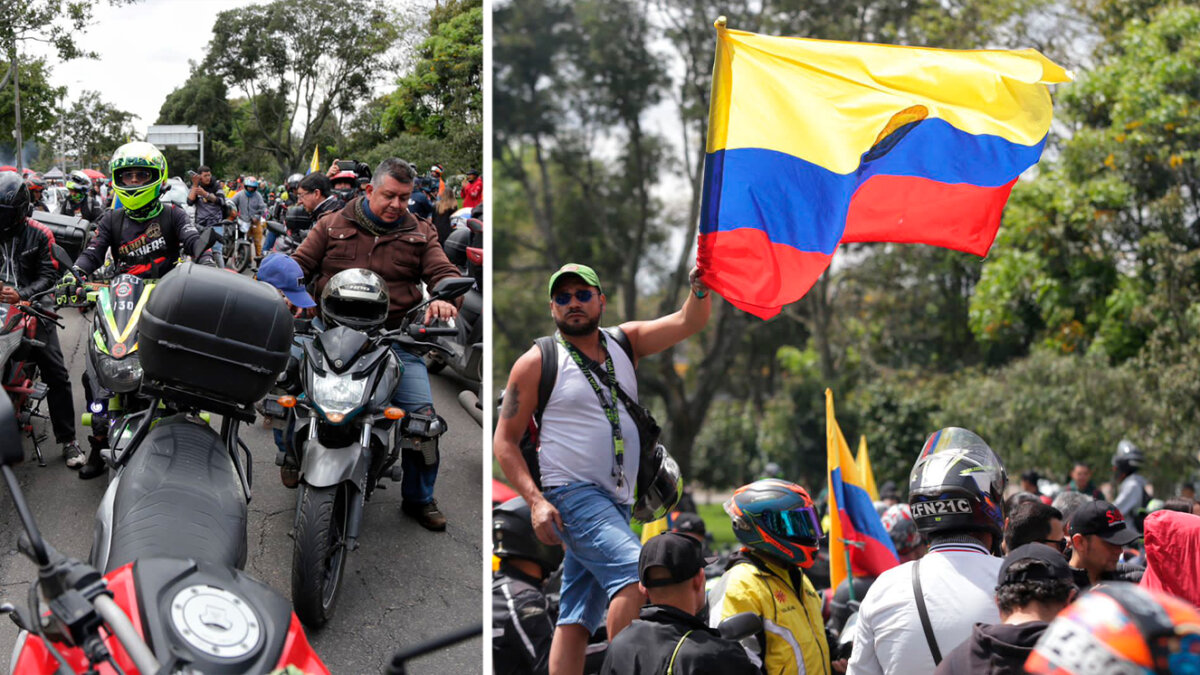 Protesta de moteros en Bogotá, a pesar de la rebaja del SOAT 6 Protesta de moteros en Bogotá, a pesar de la rebaja del SOAT A pesar de que el ministro de Hacienda, José Antonio Ocampo, anunció este martes la reducción del 50 % en el precio del SOAT para las motos, la noticia no tuvo el impacto que se esperaba y a esta hora un grupo de motociclistas está manifestando a los alrededores de la Biblioteca Virgilio Barco y del parque Simón Bolívar.