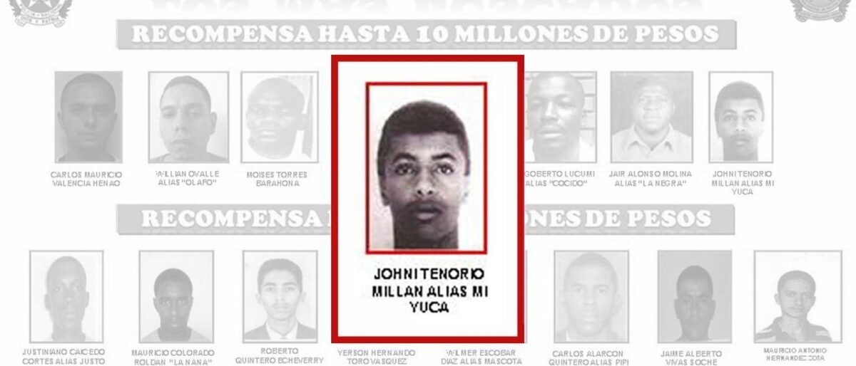 Cayó en España alias 'Mi yuca', uno de los hombres más buscados en Colombia La Policía española informó de una importante captura, pues detuvieron en la ciudad de Pontevedra (noroeste) a&nbsp;Johni Tenorio Millán, alias 'Mi yuca, uno de los fugitivos más buscados de&nbsp;Colombia.