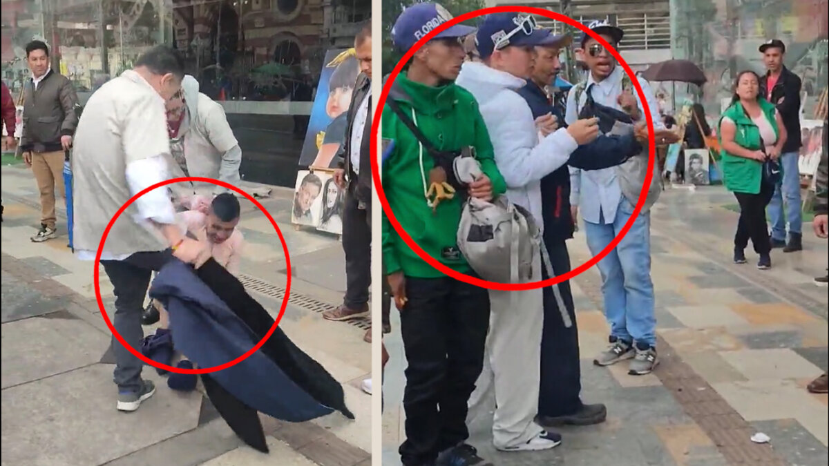 En video: Pillos defienden con cuchillo a ladrón de una paloterapia En las últimas horas los comerciantes de la Carrera Séptima vivieron una verdadera mañana de desconcierto cuando casi se genera una tragedia, luego de que un ladrón fuera capturado por un vendedor de pantalones que cogió al pillo con las manos en la masa.