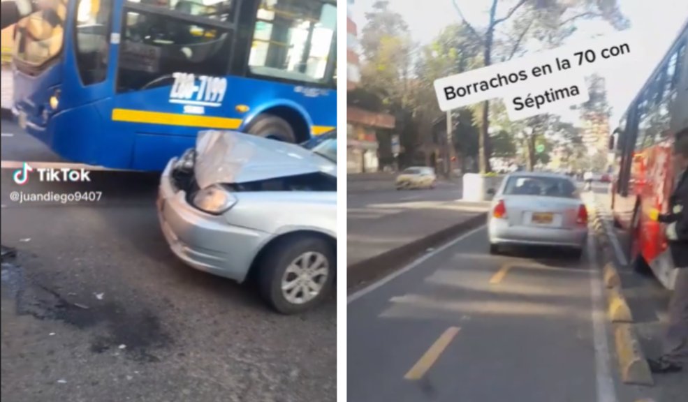 Irresponsable conductor se chocó contra un bus del Sitp y se voló Otro irresponsable conductor protagonizó tremenda escenita en Chapinero, pues un hombre estrelló su carro con un bus del Sitp. El hecho se hizo viral en redes sociales, ya que el descarado sujeto se voló a la vista de todos.
