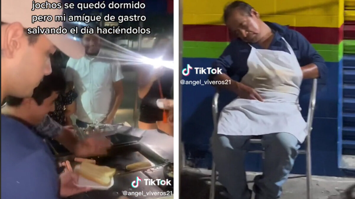 Vendedor de perros se quedó dormido y sus clientes despacharon la comida A un vendedor de perros calientes lo venció el cansancio y se quedó dormido al lado de su puesto ambulante. La escena fue vista por un grupo de jóvenes que, sin el mayor reparo, decidieron darle una manita y ayudarlo con su negocio.