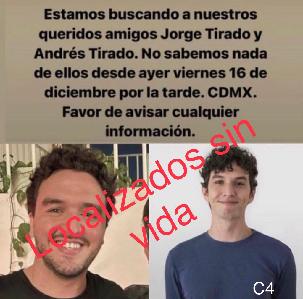 Andrés Tirado, el actor mexicano que hallaron muerto junto a su hermano 1 Andrés Tirado, el actor mexicano que hallaron muerto junto a su hermano El artista mexicano Andrés Tirado fue encontrado por las autoridades junto a dos hombres, quienes resultaron ser familiares del actor. Uno de ellos era su propio hermano, Jorge Enrique Tirado, mientras que el otro era su tío.